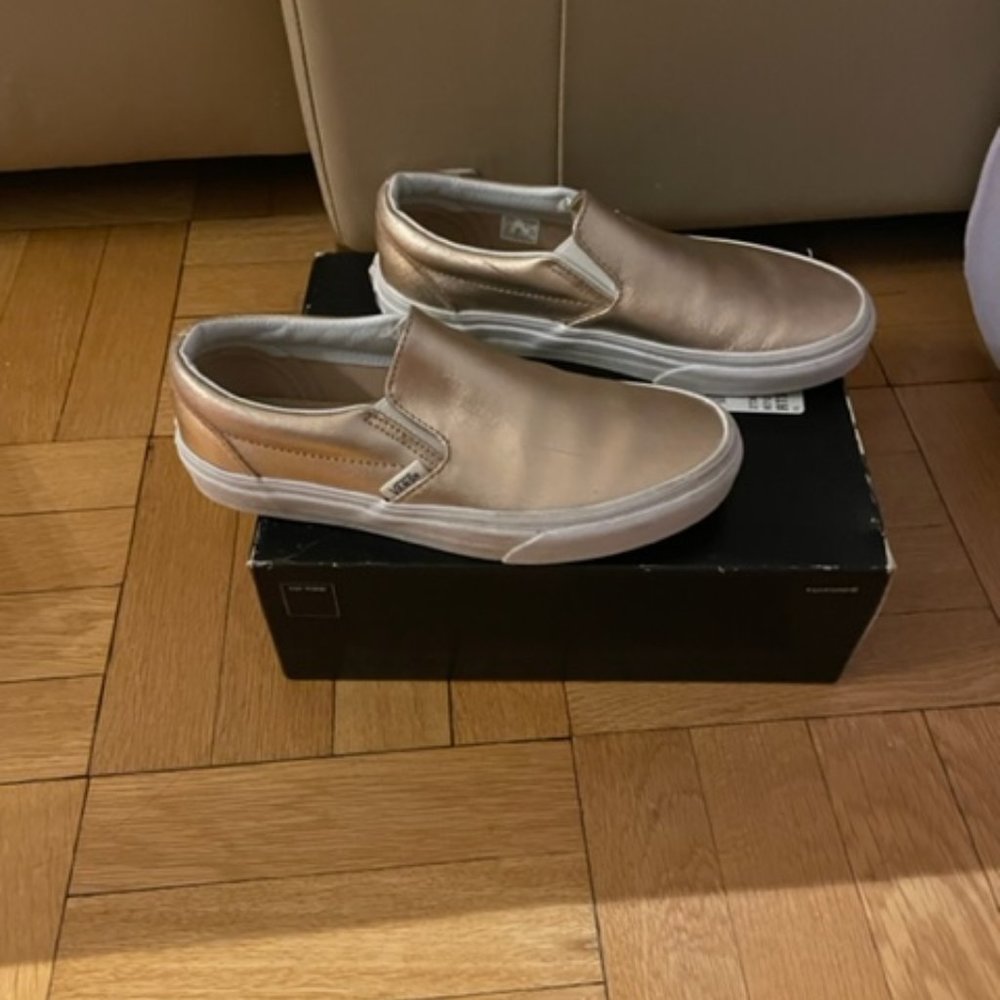 **Used** Vans Classic Metallic Bronze Slip On Sneakers -Size 6.5